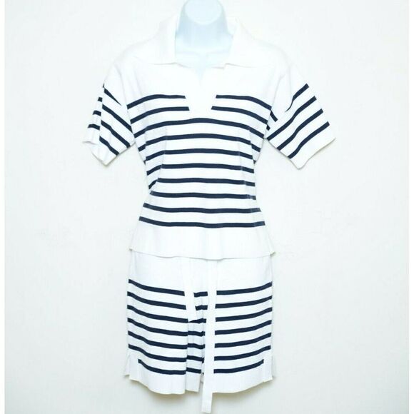 PORTSPURE White Black Striped 2 Piece Sweater Set - Picture 2 of 9